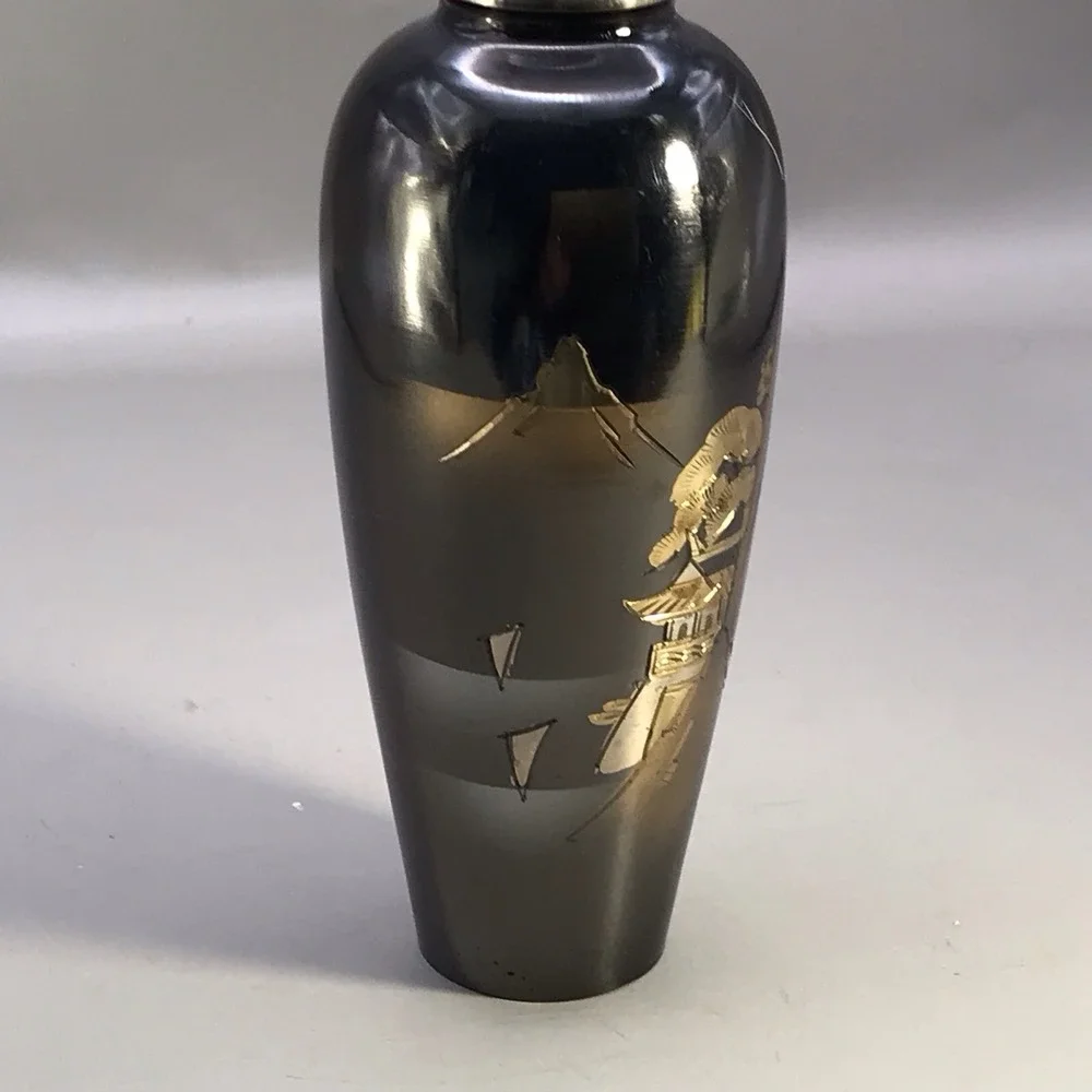 VTG Etched Mixed Metal Japaneses Vase 5